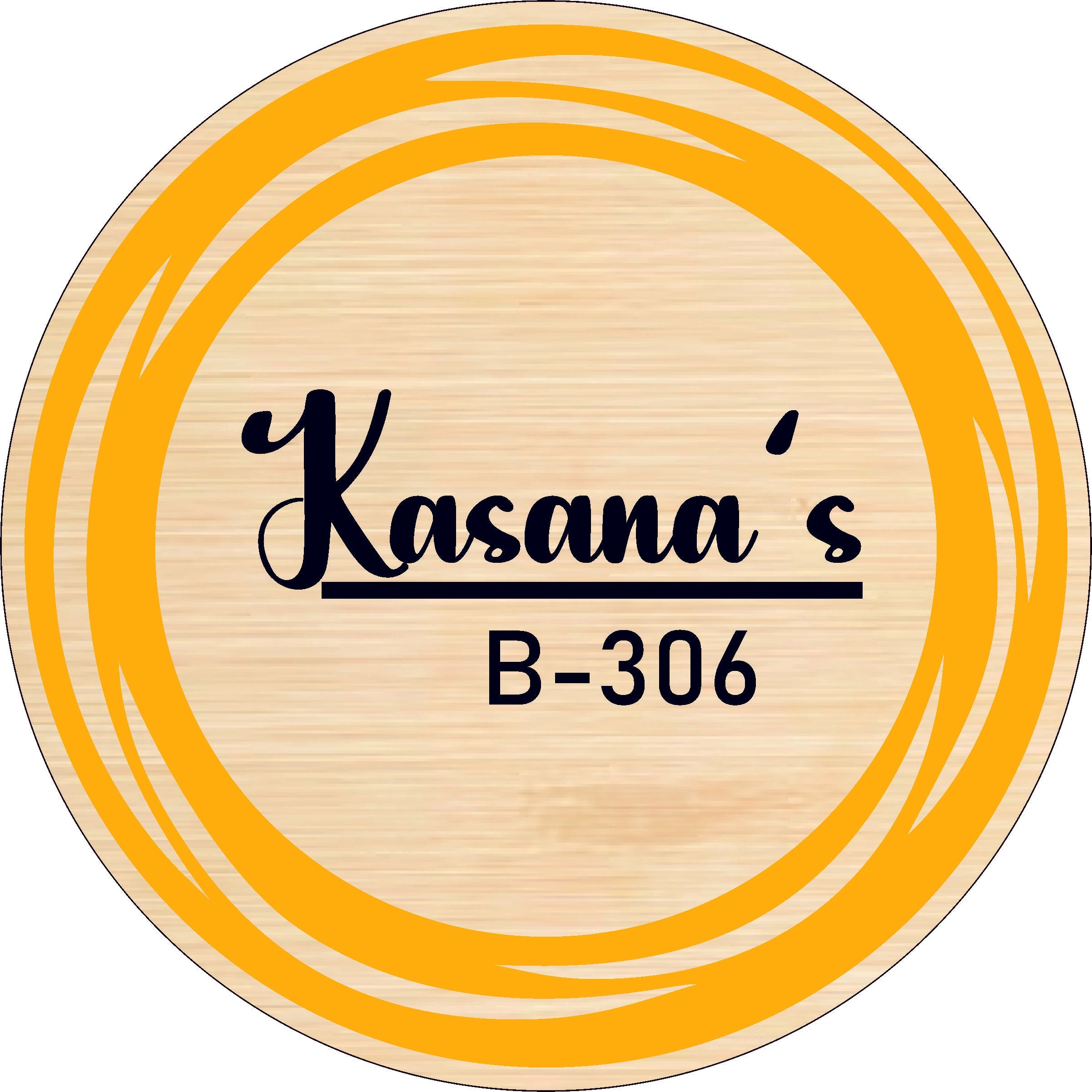 Circle Ring Name Plate ( Cream Wooden Mdf & Black+Golden Acrylic)
