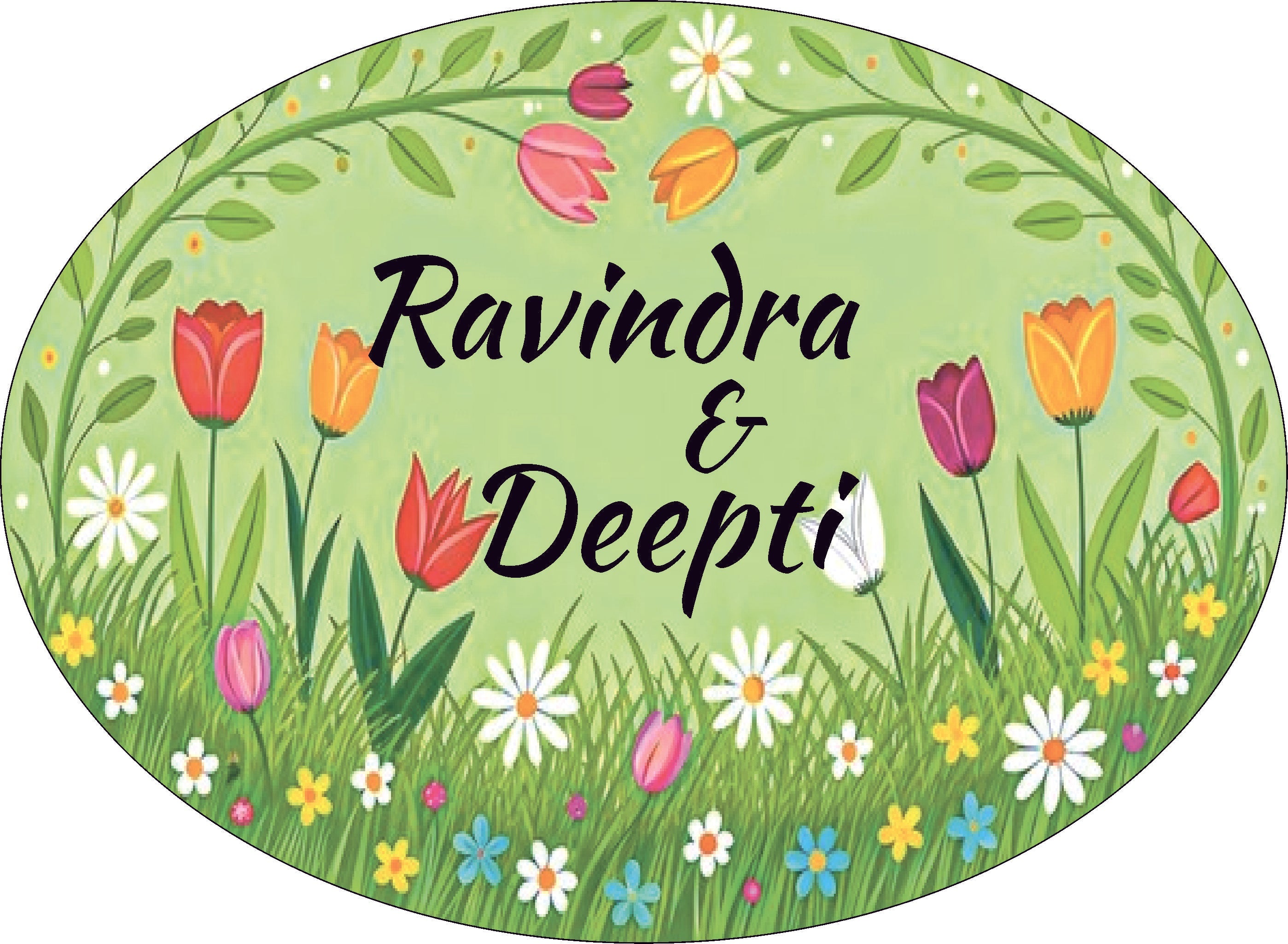 Green background Printing Name Plate (Mdf+Printing)
