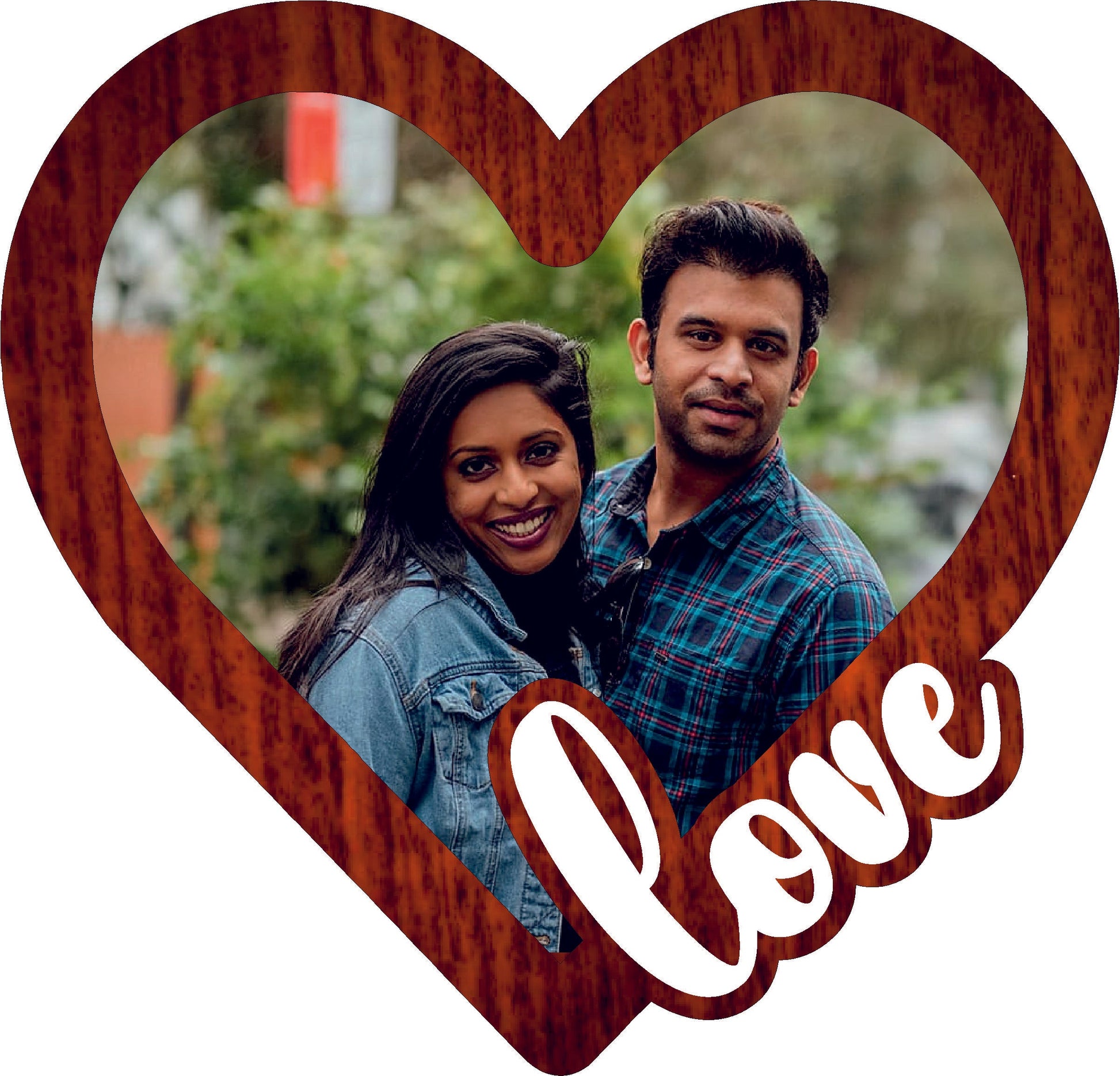 Love Heart Photo frame ( Dark Brown Wooden MDF & White Acrylic )