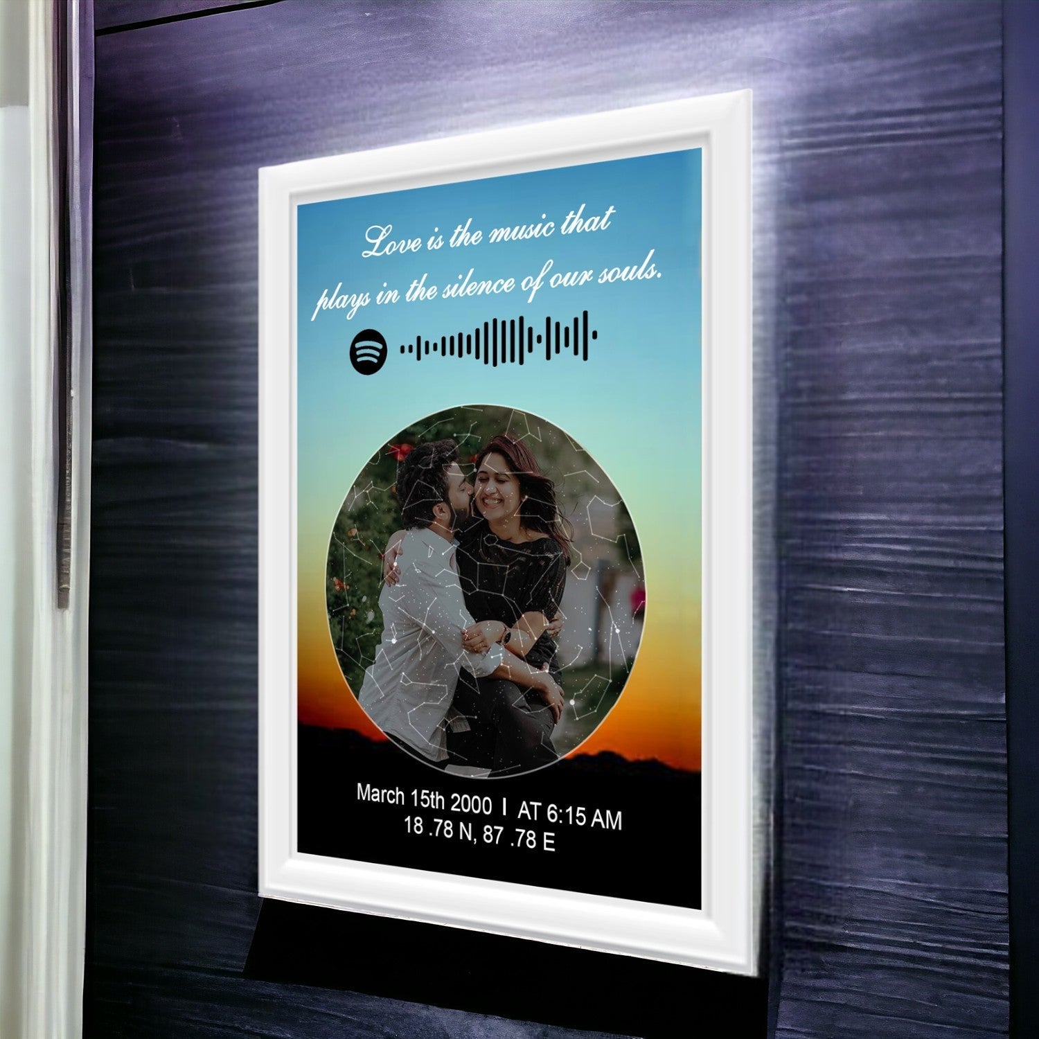 Custom Spotify Star Map with Custom Photo and White Border