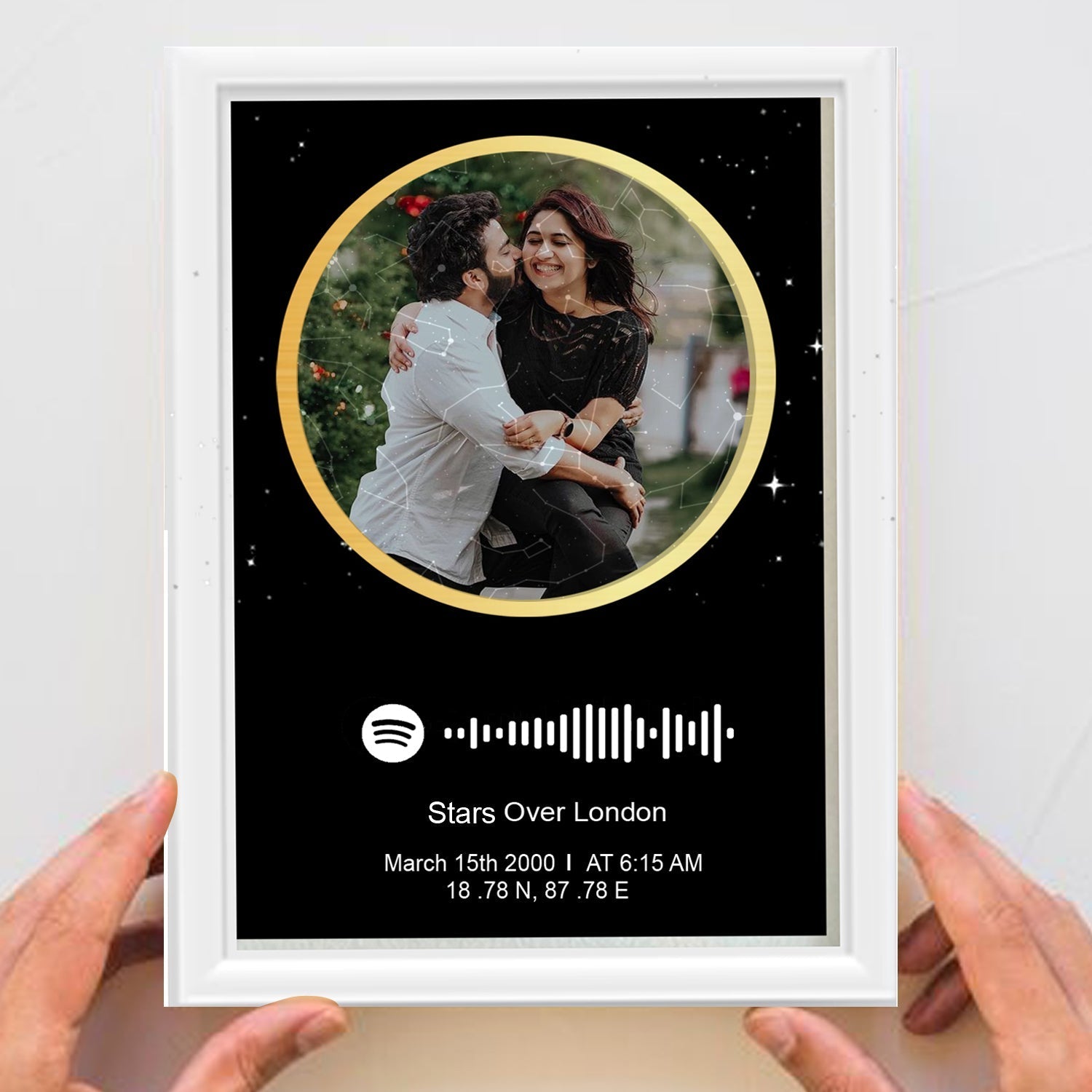Personalized Photo Spotify Star Map With White Border