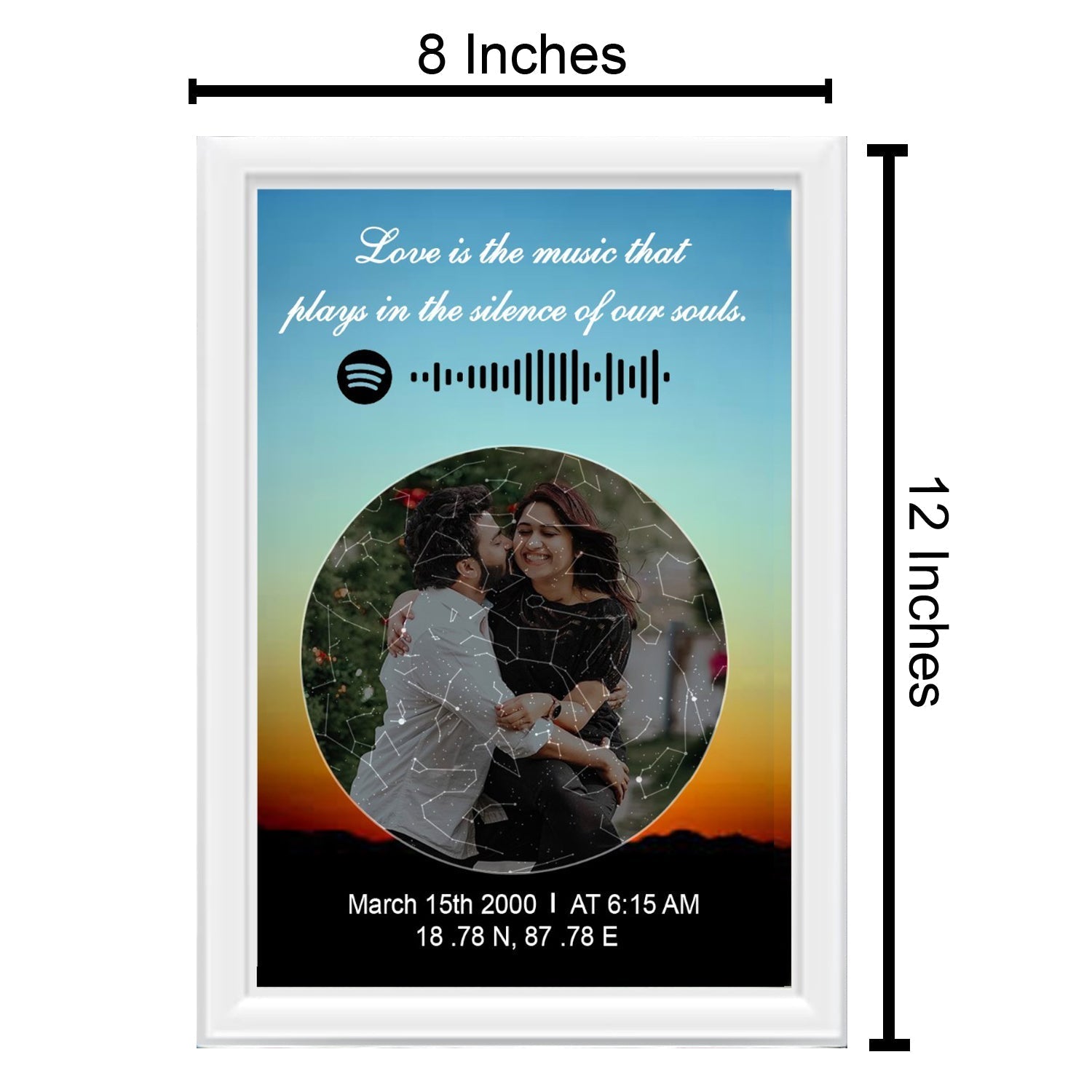 Custom Spotify Star Map with Custom Photo and White Border