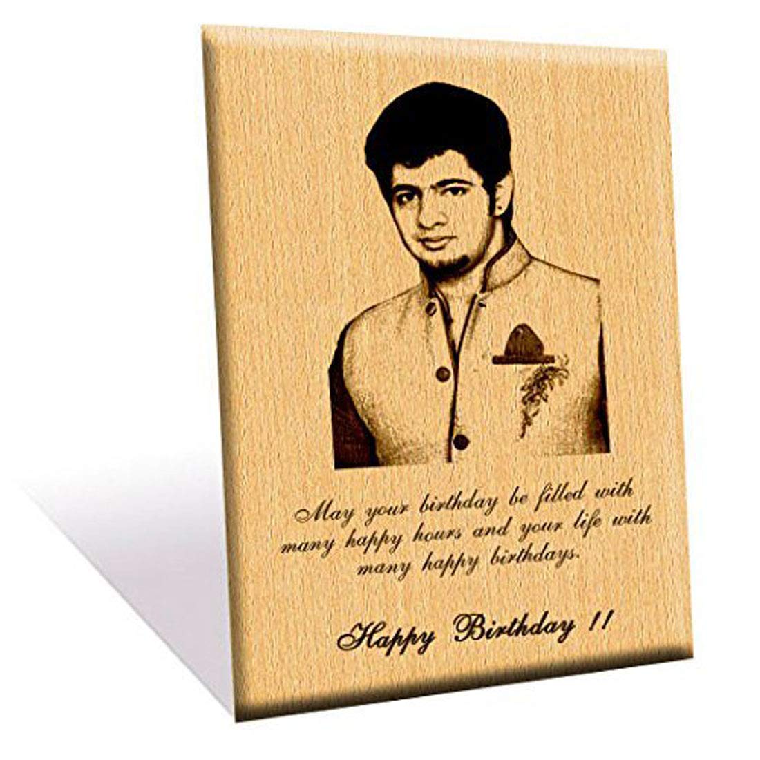 Personalized Wooden Engraved Birthday Frame With Picture (5x4 Inches, Wood), Tabletop Rectangular