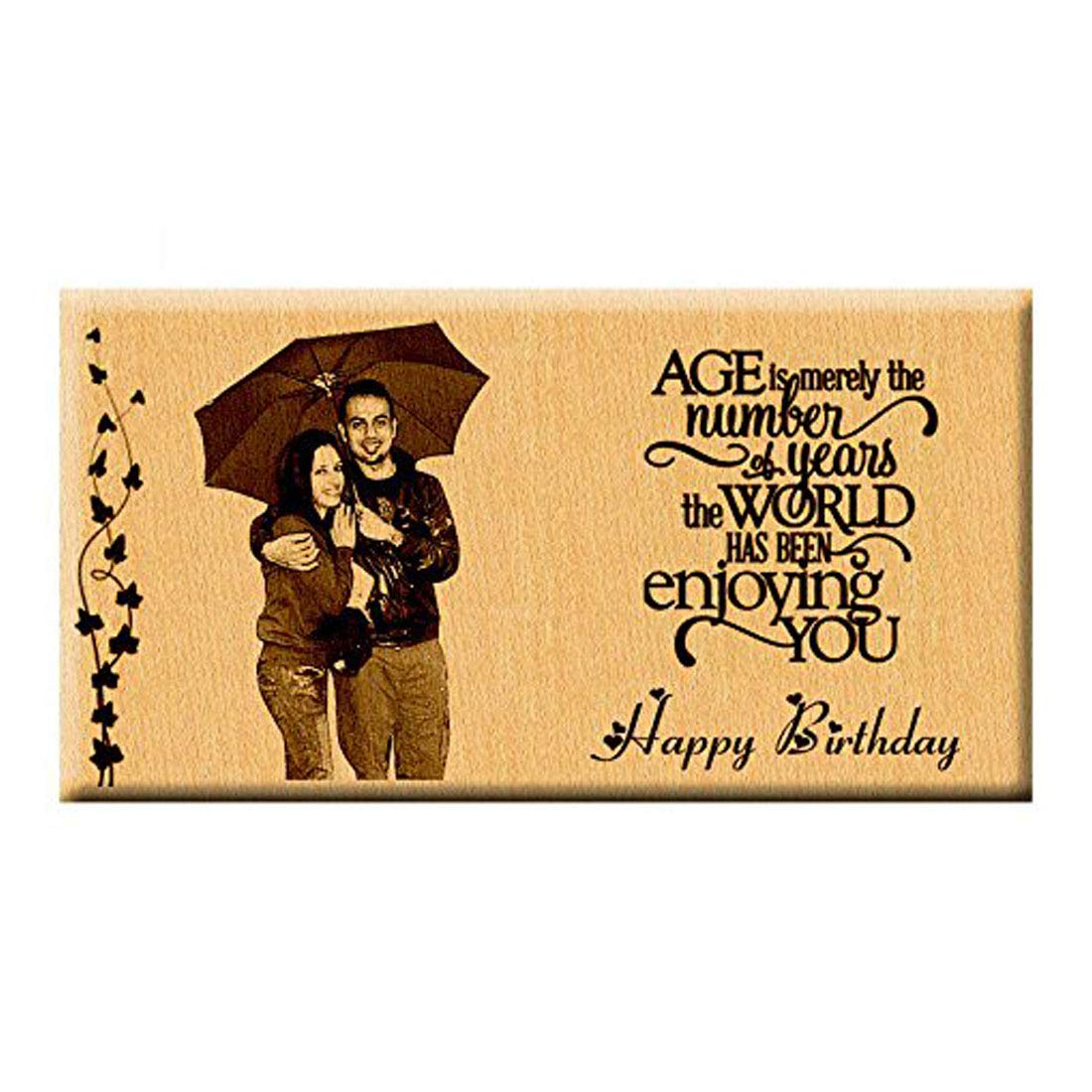 Personalized Wooden Engraved Birthday Frame With Picture (5x4 Inches, Wood), Tabletop Rectangular