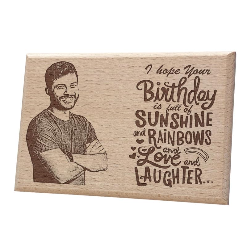 Personalized Wooden Engraved Birthday Frame With Picture (5x4 Inches, Wood), Tabletop Rectangular