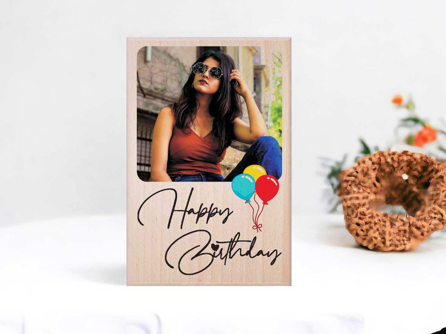 Personalized Wooden Engraved Birthday Frame With Picture (5x4 Inches, Wood), Tabletop Rectangular
