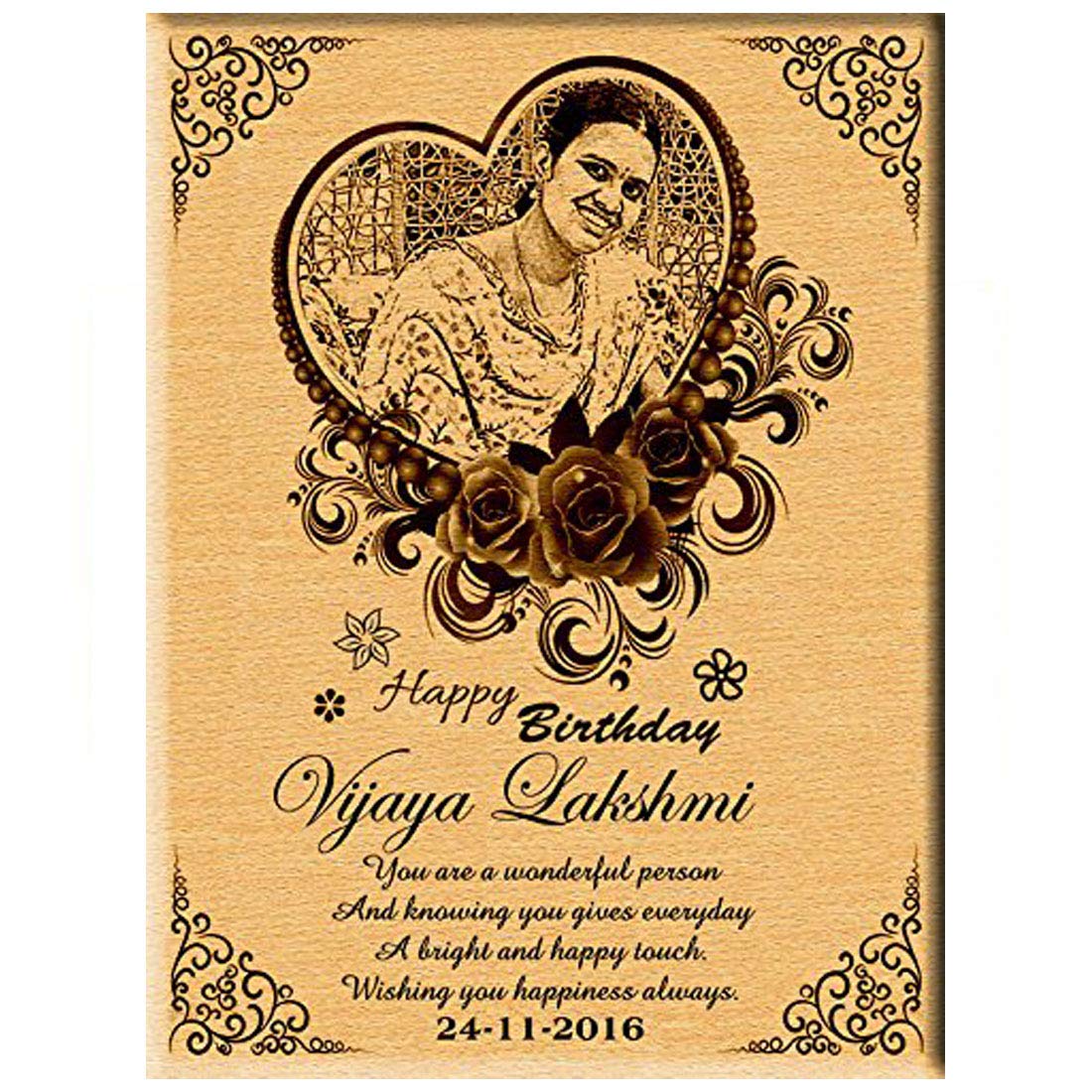 Personalized Wooden Engraved Birthday Frame With Picture (5x4 Inches, Wood), Tabletop Rectangular