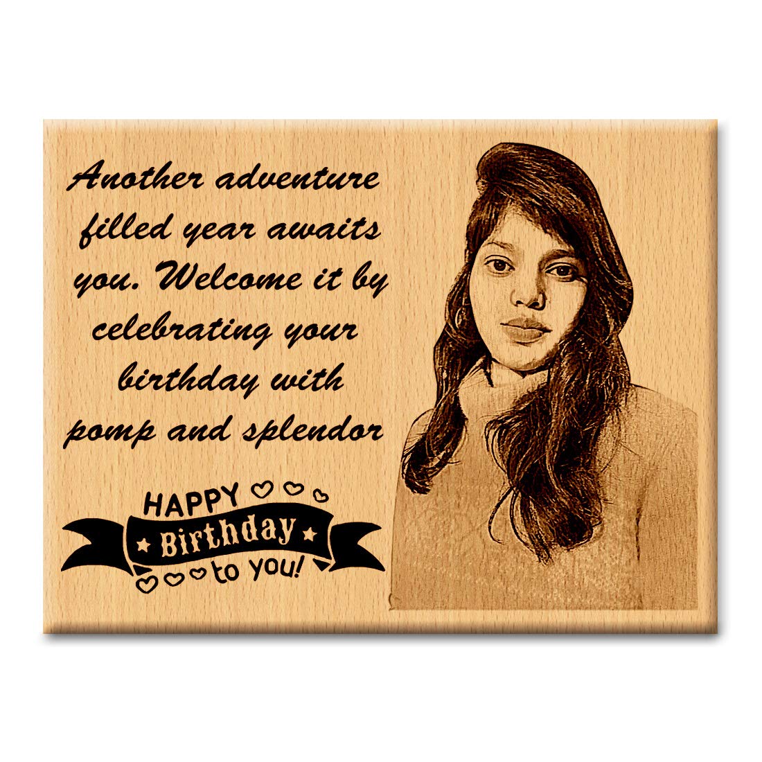 Personalized Wooden Engraved Birthday Frame With Picture (5x4 Inches, Wood), Tabletop Rectangular