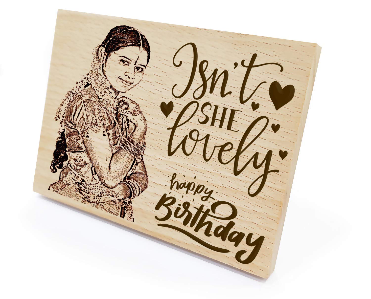 Personalized Wooden Engraved Birthday Frame With Picture (5x4 Inches, Wood), Tabletop Rectangular