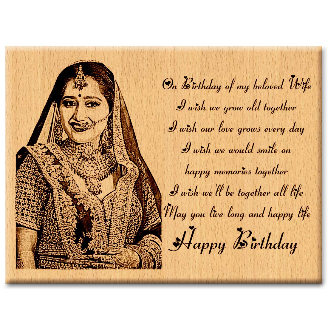 Personalized Wooden Engraved Birthday Frame With Picture (5x4 Inches, Wood), Tabletop Rectangular