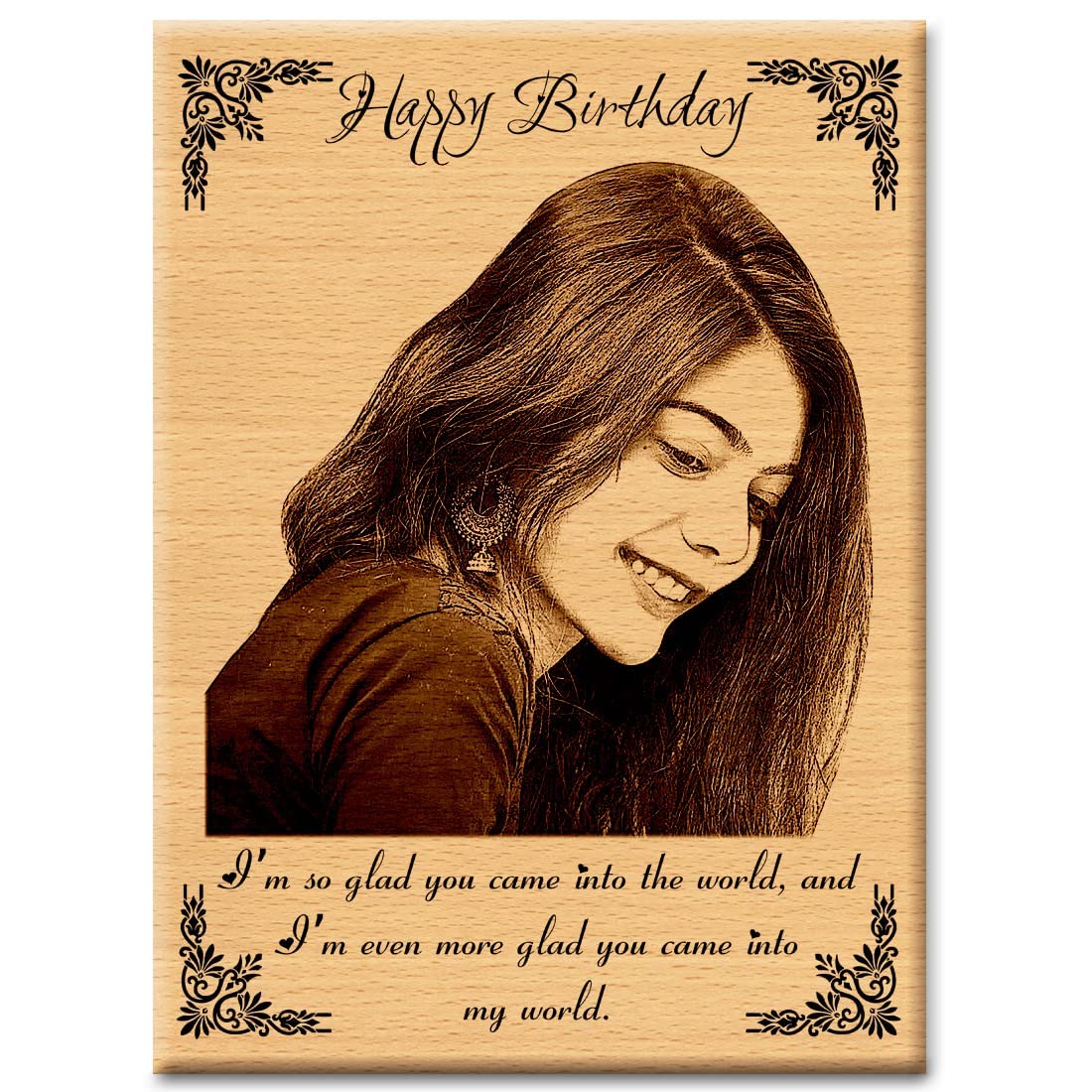 Personalized Wooden Engraved Birthday Frame With Picture (5x4 Inches, Wood), Tabletop Rectangular