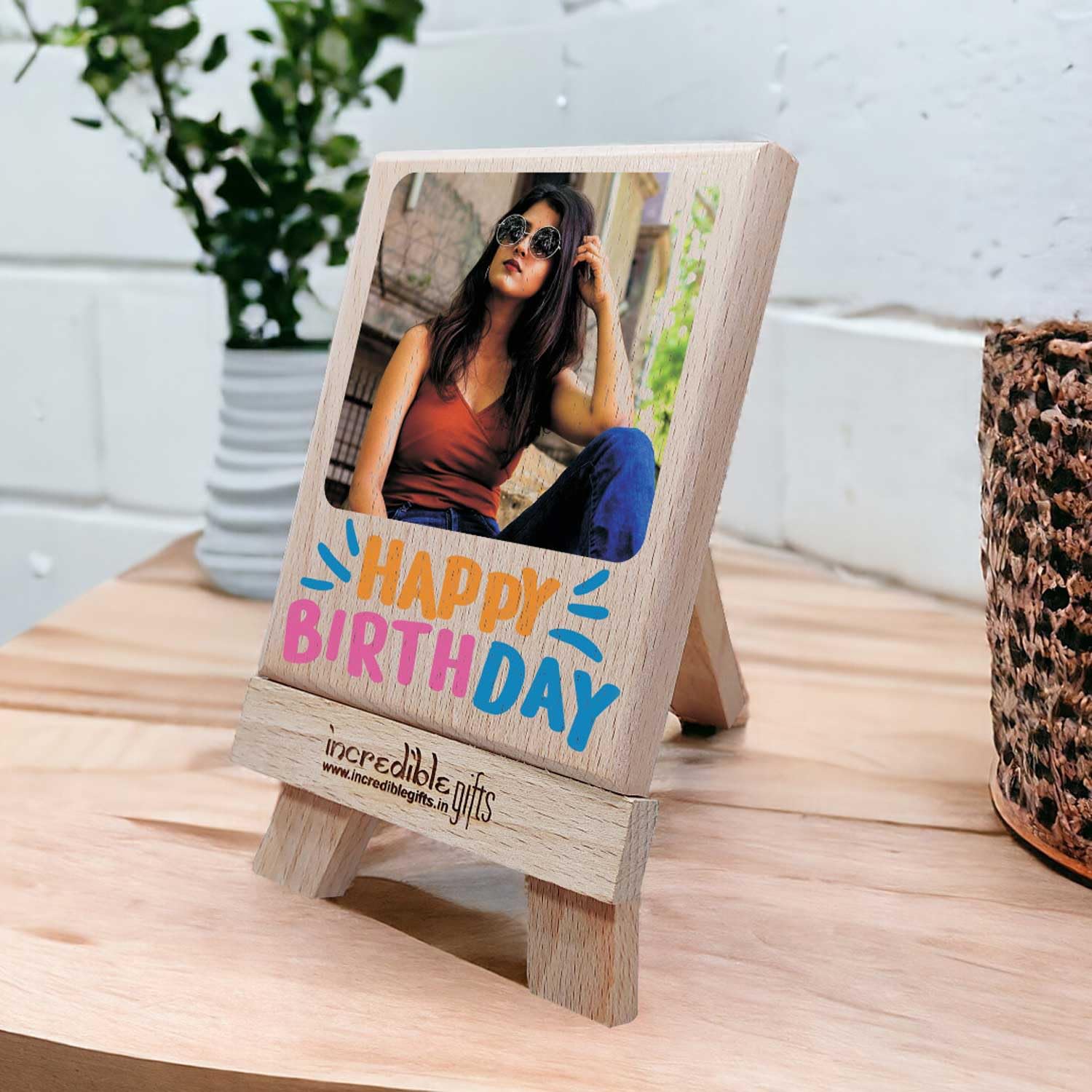 Personalized Wooden Engraved Birthday Frame With Picture (5x4 Inches, Wood), Tabletop Rectangular