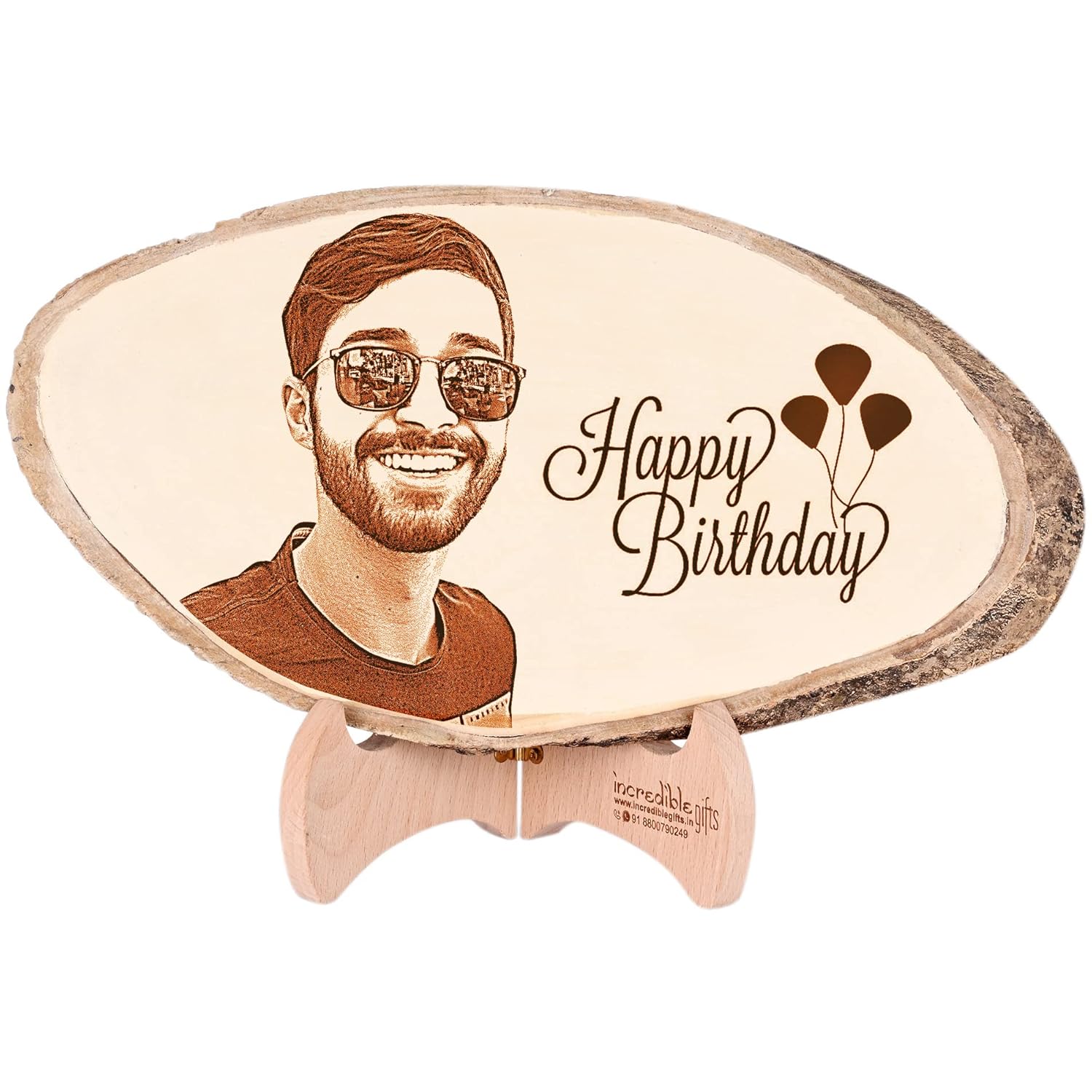 Personalized Wooden Engraved Birthday Frame With Picture (5x4 Inches, Wood), Tabletop Rectangular