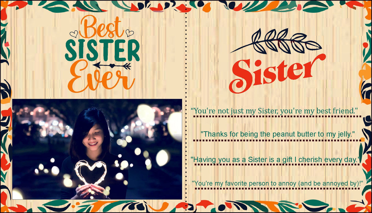 Best Sister Ever Cute Note + Photoframe ( MDF & Printing )