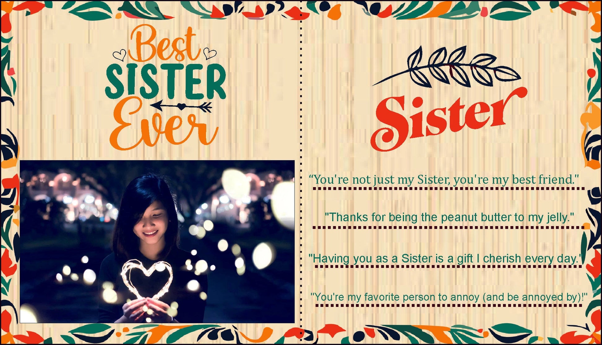 Best Sister Ever Cute Note + Photoframe ( MDF & Printing )