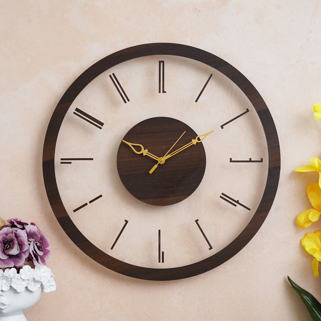 Wooden Acrylic Wall Clock Double Strip