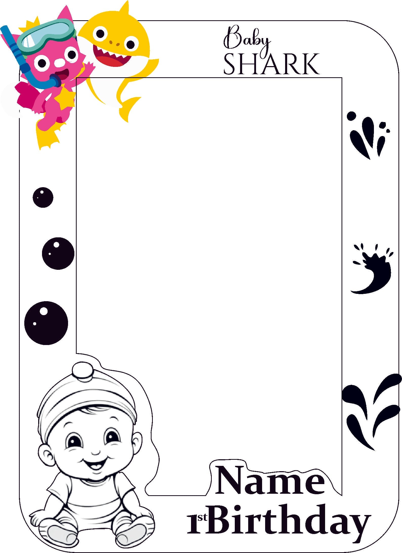 Kids Birthday Photoframe (Mdf & Black Acrylic + Engraved & Printing)