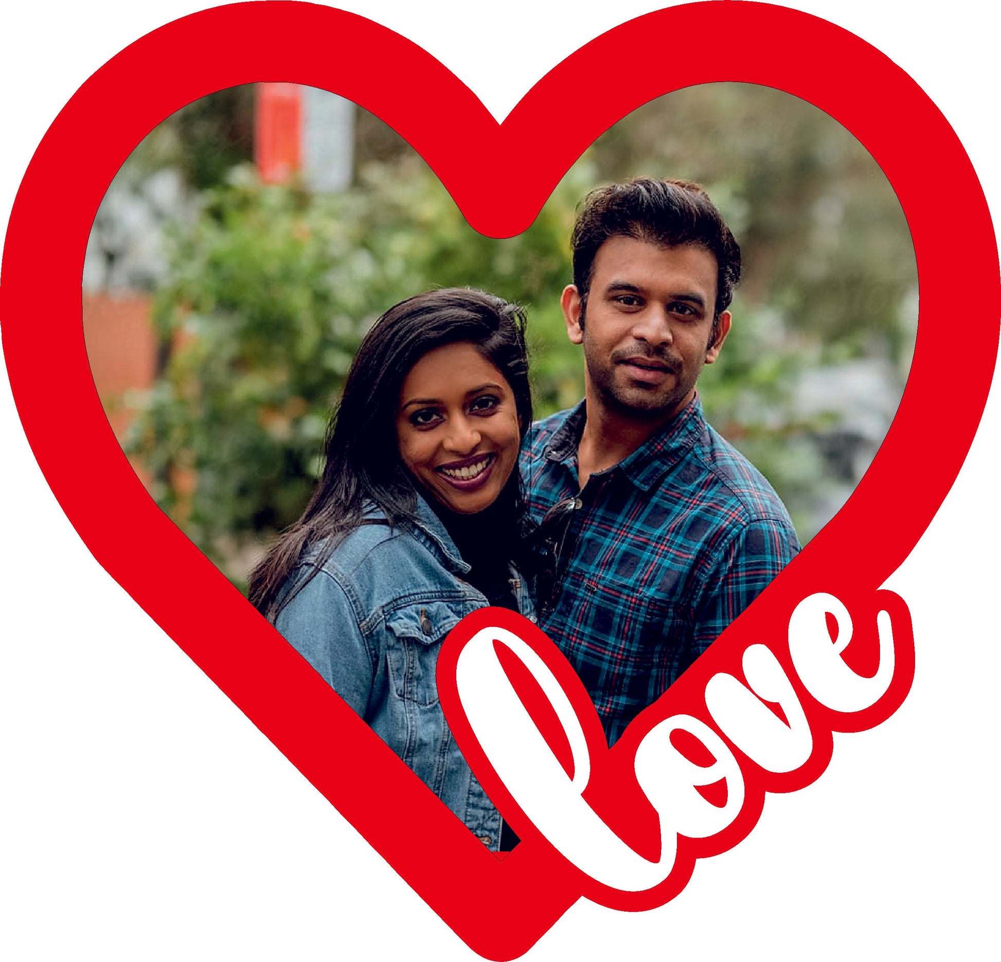 Love Heart Photo frame  ( Dark Brown Wooden MDF & White Acrylic )